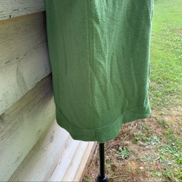 True Vintage 70s Green Peter Pan Collar 3/4 Sleeve Baby Doll Cardigan Sweater - Picture 14 of 16